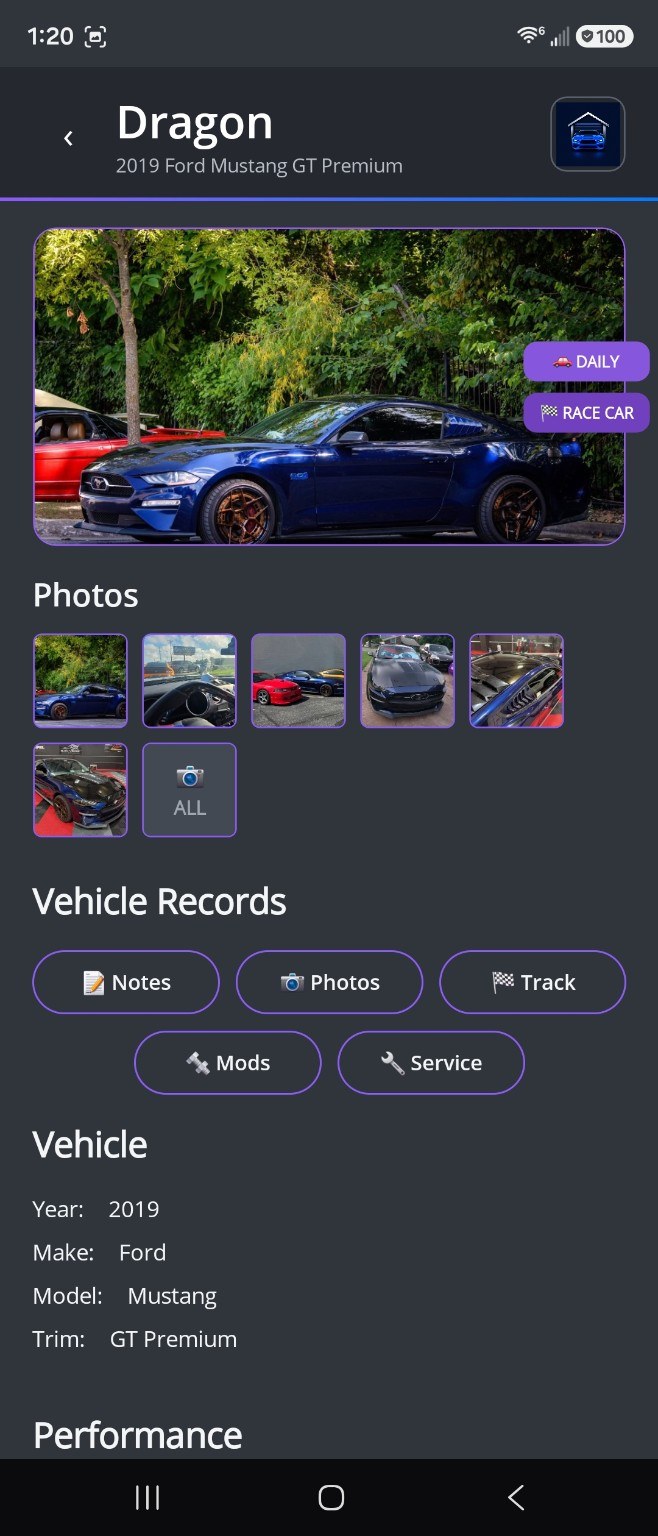 Vehicle details screen
